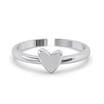 Silver Minimal Heart Finger Ring Thumb Band