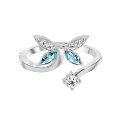 Silver Butterfly Open Ring